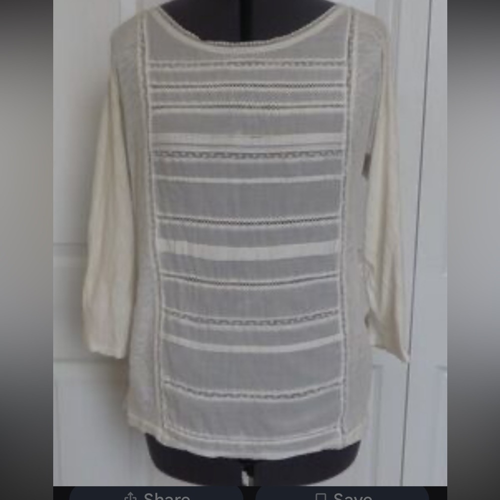 J. Crew Cream and White 3/4 Sleeve Blouse